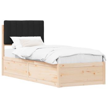 Estructura De Cama Con Cabecera Tapizada Negro 75 X 190 Cm