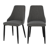 set de 2 sillas en tela gris oscuro con patas de metal