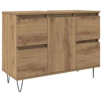 Mueble De Baño Madera De Ingeniería Roble Artisan 80x33x60 Cm Vidaxl