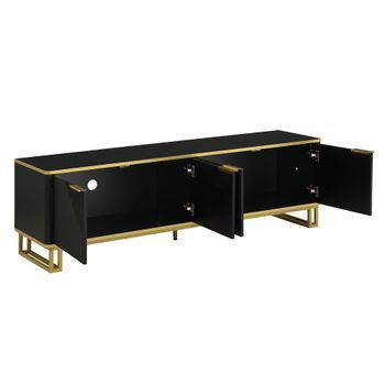 Mueble Para Tv Con Cuatro Puertas Y Textura Geométrica, 160 Cm, Diseño Único.
