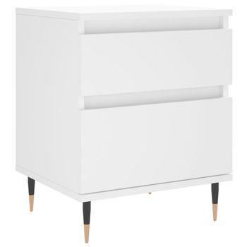 Mesita De Noche Mesilla De Noche - Madera Contrachapada Blanco 40x35x50 Cm Mc7975