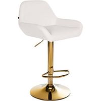 taburete de bar braga en polipiel con base dorada simil cuero blanco 52x51x89 cm clp