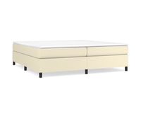 cama box spring con colchon cuero sintetico crema 200x200 cm