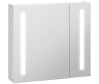 kleankin armario con espejo de bano con luz led armario de bano colgante con 2 puertas funcion de memoria e interruptor tactil estilo moderno 70x15x65 cm blanco