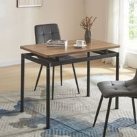 mesa de comedor hemnes rectangular 4 personas acero mdf 100x60x75 cm - efecto roble negro encasa
