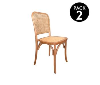 Pack 2 sillas de comedor en ratán y claro 44,5x40,5 cm toscana rattan - claro 44,5 x 87,5 x cm