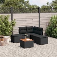 conjunto de sofas de jardin 6 uds  mueble jardin mesa y sillas y cojines ratan sintetico negro cfw276435