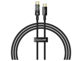 Cable USB - Baseus Power-off Explorer, Lightning USB-C, 100 cm, 100W, Apagado automático, Carga ultrarrápida, Negro