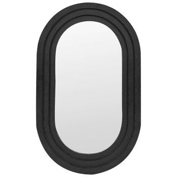 Espejo Decorativo De Pared Estilo Moderno Colgante Decoración Metal 43 X 69 Cm Negro Massilly
