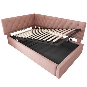 Sofá Cama 90x190 Cm Con Arcón Hidráulico, Almacenamiento Y Terciopelo