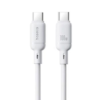 Cable USB-C Baseus Silky Series 2 metros 100 W silicona blanco carga rápida
