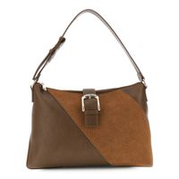 bolso de hombro de lineas limpias efecto piel de grano grande brown