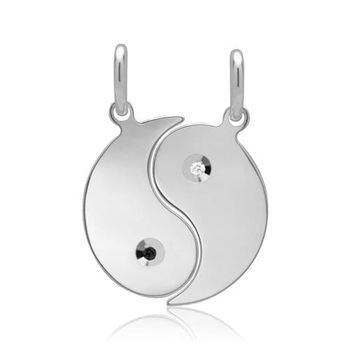 Colgante redondo yin yang circonita plata 925