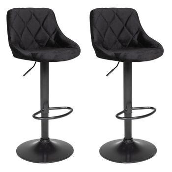 Juego de 2 taburetes de bar de terciopelo negro