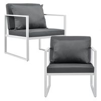 casapro 2 x sillon silla de jardin 70 x  60 x 60 cm set de 2 mueble de jardin para exterior blanco