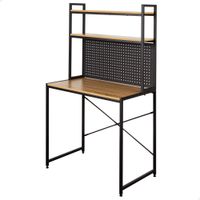 escritorio max home con estanteria y tablero perforado 85x50x148 cm negro