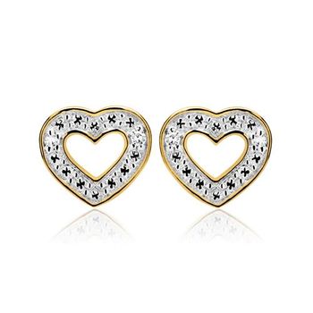 Pendientes corazón 14 quilates oro amarillo con diamantes