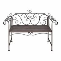 banco de jardin  banco de exterior  silla de jardin de acero marron envejecido 132 cm