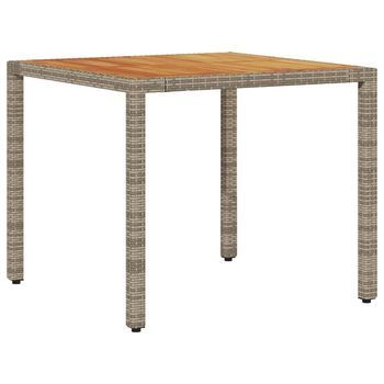Mesa De Jardín | Mesa De Exterior Superficie Madera Acacia Ratán Gris 90x90x75 Cm