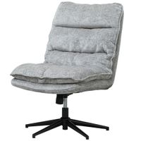 homcom silla acolchada sin reposabrazos silla de oficina giratoria acolchada con tela suave ajustable en altura patas de acero gris