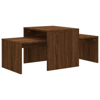 Set Mesa De Centro，mesa Auxiliar，mesita De Centro Madera Ingeniería Roble Marrón 100x48x40 Cm