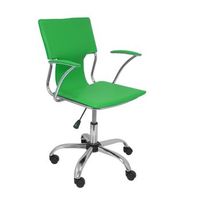 silla de oficina ergonomica con brazos fijos regulable en altura y giratoria 360  asiento y respaldo tapizados en similpiel color verde piqueras y crespo modelo 214