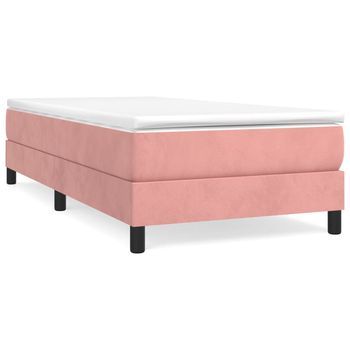 Cama Individual | Cama Box Spring | Cama Para Adultos Con Colchón Terciopelo Rosa 100x200 Cm