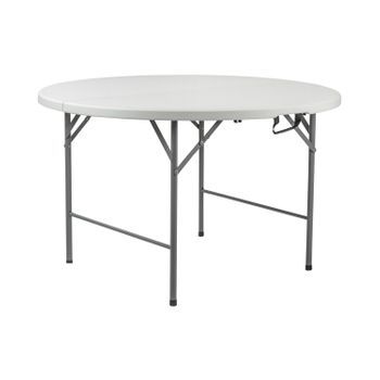 Mesa Plegable Portátil Resina Ø121cm Blanco Efecto Granito 7house