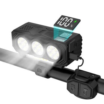 BIKIGHT 800LM faro de bicicleta, claxon de 120dB, control por cable, luz delantera para ciclismo, carga Type-C, luz de b
