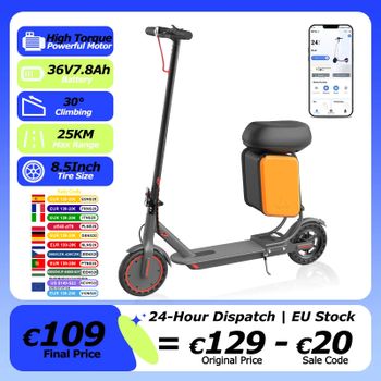 Patinete Eléctrico JUICEASE R1PRO con Motor Potente de 36V7.8Ah Alcance de 25KM Caja de Almacenamiento de Gran Capacidad Frenos Dobles Ruedas de 8.5 Pulgadas y Aplicación Móvil° Patinete Eléctrico