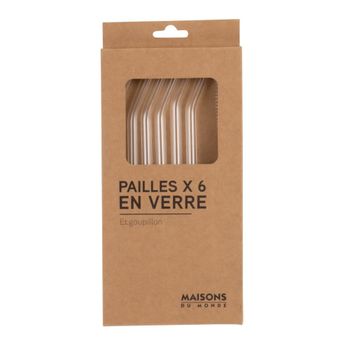 Set de 6 pajitas de vidrio con cepillo de limpieza