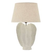 lampara de mesa de resina beige con pantalla de tela o 4063