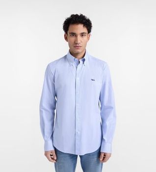 Harmont & Blaine para hombre. CRQ074013435B Camisa de rayas finas de corte regular azul claro (M), Casual, Algodón, Clásico, Manga larga
