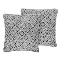 conjunto de cojines decorativos gris algodon macrame 45 x 40 cm decoracion estilo boho kizkalesi