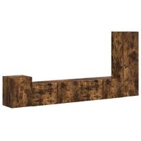 conjunto de mueble de tv 3 uds roble ahumado vidaxl