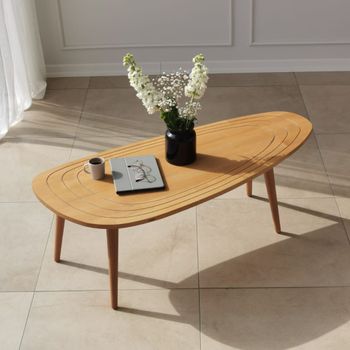 Mesa de centro de estilo teca de madera clara