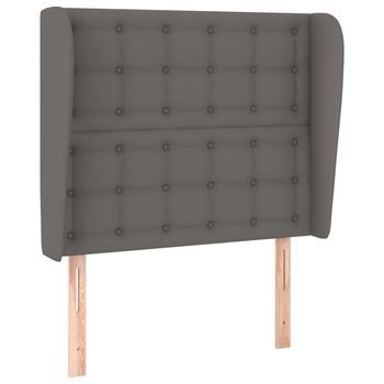 Cabecero Cama | Panel De Cabecera Con Orejas De Cuero Sintético Gris 83x23x118/128 Cm