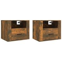 mesitas de noche de pared 2 uds roble ahumado 50x36x40 cm vidaxl