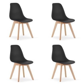 Set De 4 Silla De Comedor Polipropileno Valora Kito Asiento Ergonómico Negro