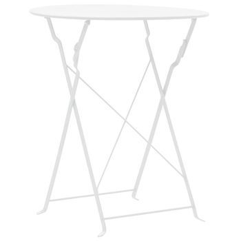Mesa Y Sillas Bistró De Jardín 3 Piezas | Mueble De Jardín Acero Blanco