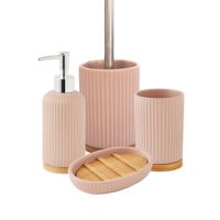 juego de bano de 4 piezas de ceramica con diseno acanalado de bambu