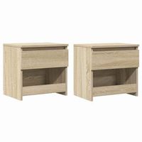 pack 2 uds mesitas de noche mesilla madera contrachapada roble 40x30x39 cm
