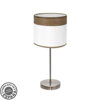 sobremesa cloe 1xe14 cueroblanca-madera oscura 42x18x18 cm