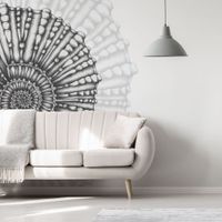 papel pintado panoramico concha blanco y negro 150 x 250cm