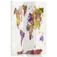 biombo multi coloured map - separador de ambientes cm 110x150 3 paneles