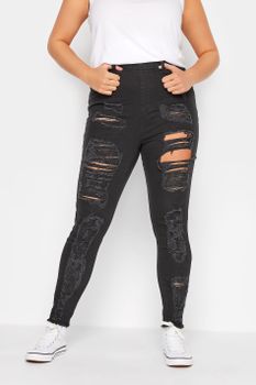 Grace Jeggings Negros Con Rotos, Mujer Curvy Y Tallas Grandes, Yours