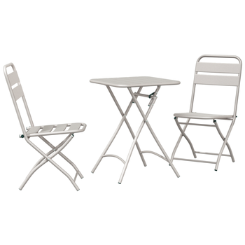 Set De Bistró Plegable 3 Uds Acero Beige Cfw713638