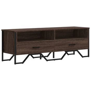 Mueble De Tv Madera De Ingeniería Marrón Roble 122x34x41 Cm Vidaxl