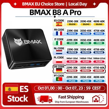 Mini PC Bmax B8 A Pro, Procesador AMD Ryzen 7 8745Hs, Gráficos AMD Radeon 780m, 16 GB de RAM, SSD de 512 GB, Windows 11, Wifi, Bluetooth, USB, HDMI, Tipo C, DP, Mini PC