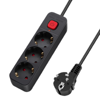 regleta alemana serie l de 3 vias con interruptor 3 m 3g 15 mm negra